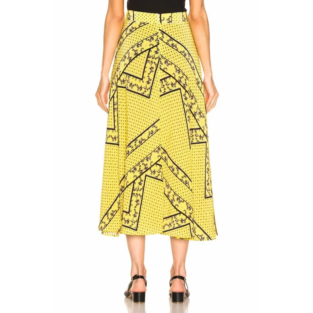 Ganni Silk Mix Maxi Skirt in Minion Yellow ASO Emily in Paris